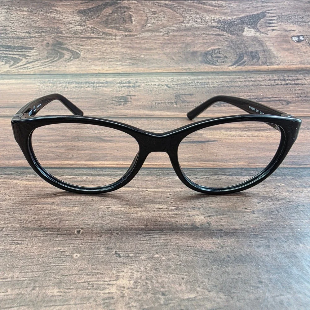 DKNY DY 4655M 3001 Black Cat Eye Eyeglasses Frames Womens 53-16-140 Silver Heart